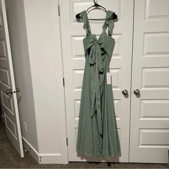 Azazie Arela Dress Stretch Matcha Green A12 - Picture 6 of 11